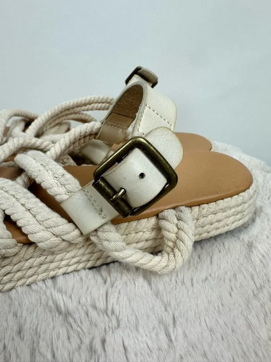 American Eagle Rope Espadrille Sandel Flat Boho Coastal Summer Slingback Sz 8 - Picture 10 of 13